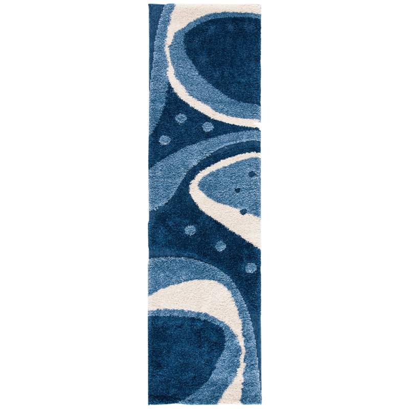 Tapis à poils longs Kerio, Dark Blue/Ivory, Runner 2'3" x 9'
