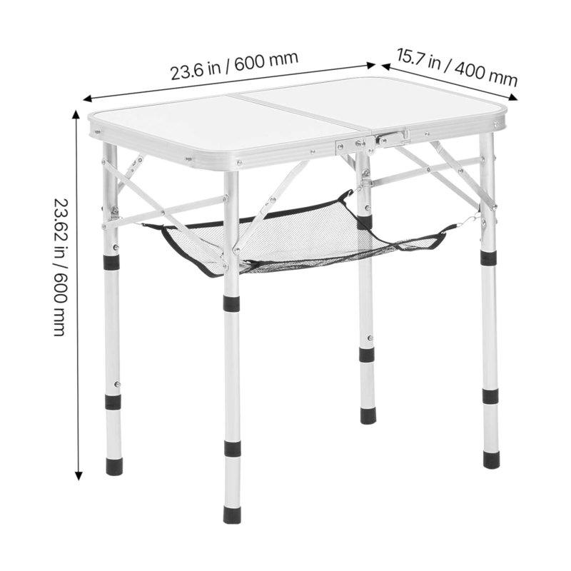 Table de camping pliante 2 pieds, Silver