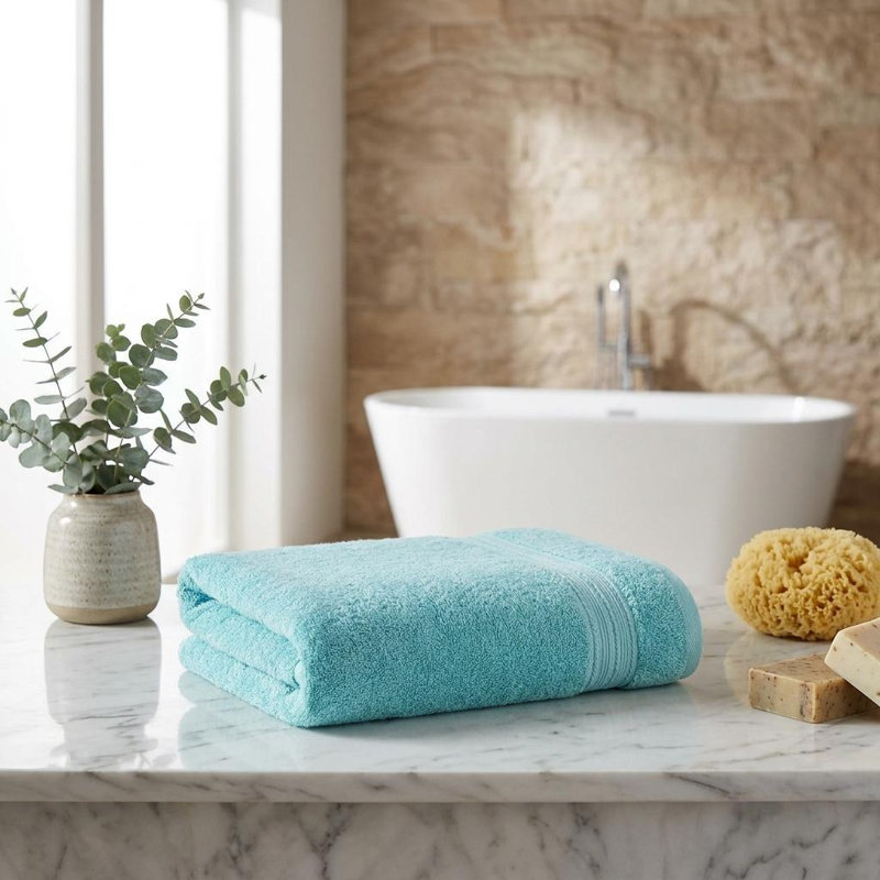 Serviette de bain turquoise en coton 27 po x 54 po Aqua