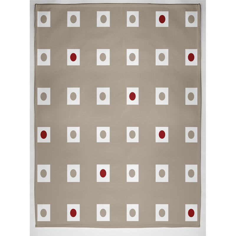 Jeté en molleton , L 60 po x l 50 po, Lin (taupe / rouge)