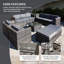 Malta Rattan 10 Seat U-Shape Set in Grey Walnut with 2 Footstools