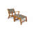 Sevilla Wicker Rattan Wooden Patio Lounge Chair and Ottam Set for Poolside, Backyard, Deck, Porch, Brown