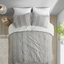 3 pièces d'édredon en coton double / grand gris. 100% avec rayures brodées colorées. Imprimé gris sur l'envers. Et 2 taies décoratives assorties. Lavable à la machine. . Aucune substance nocive grise double / grand. Motif vertical.-118742681-118742682