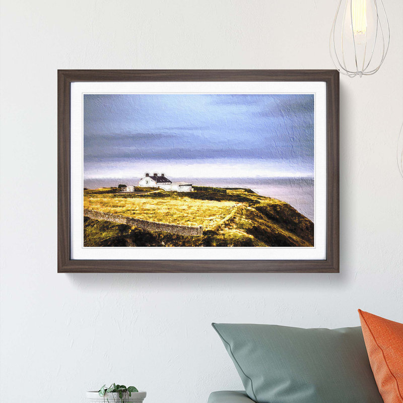 House Upon the Coast of Dublin Ireland - Picture Frame Painting Print, 36cm H x 48cm W x 2cm D, Walnut Framed