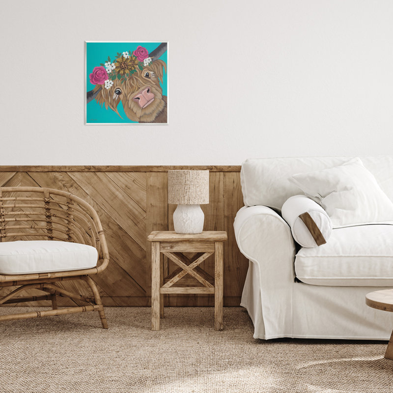Joyful Cattle with Flower Crown Wall Plaque, design by Ashley Justice