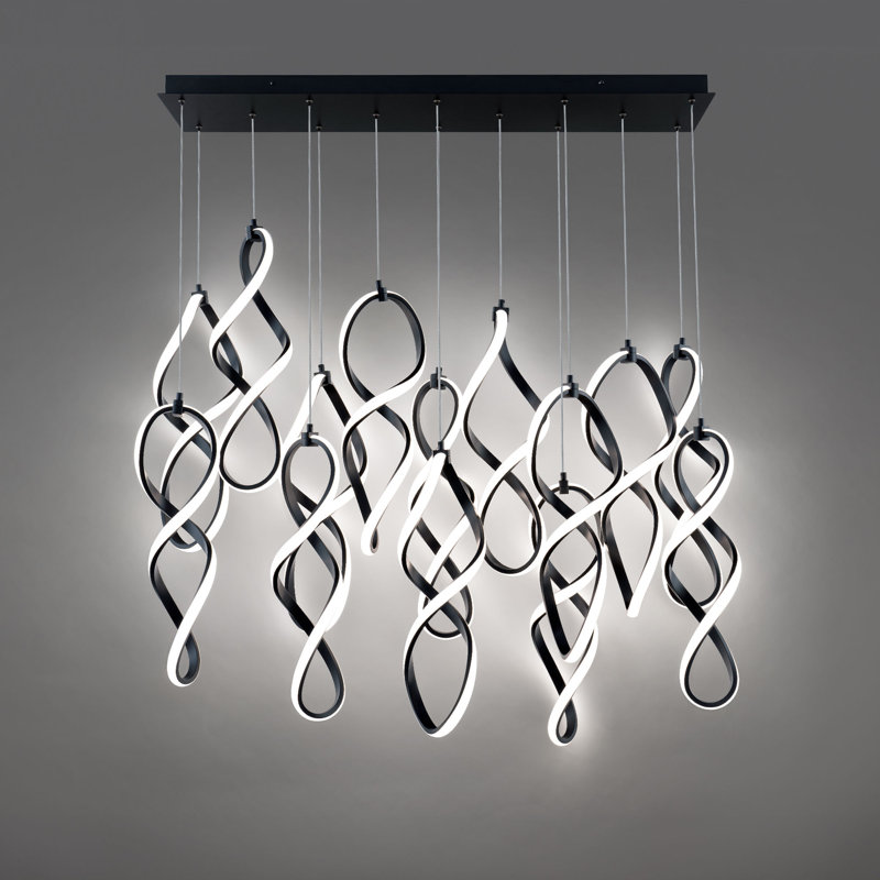 Interlace Linear Multi-Light 4-CCT Pendant, Black