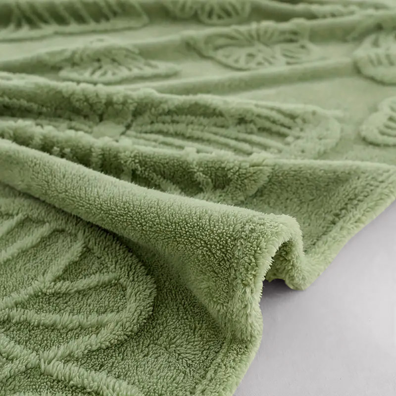 Couverture réversible en molleton jacquard, L 80 po x l 60 po, Vert