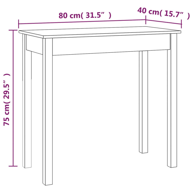 Console vidaXL, Blanc, H 29,5 po x l 31,5 po x P 15,7 po