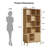 71" Tall Bookshelf With Storage Cabinet, Mid-Century Home Office Freestanding Bookcase With Tambour Sliding Door & Sturdy Solid Wood Legs-2050985871