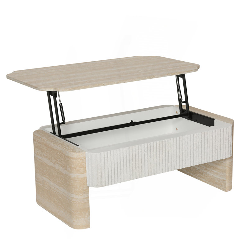 Table basse à plateau relevable, bureau moderne en bois avec rangement caché, 15.55" H x 39.37" W x 23.62" D