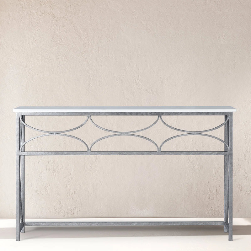 Diamond Console Table, Carrera Marble, Royal Silver
