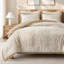 Ensemble de literie pour grand lit, jacquard botanique en mélange de coton, beige