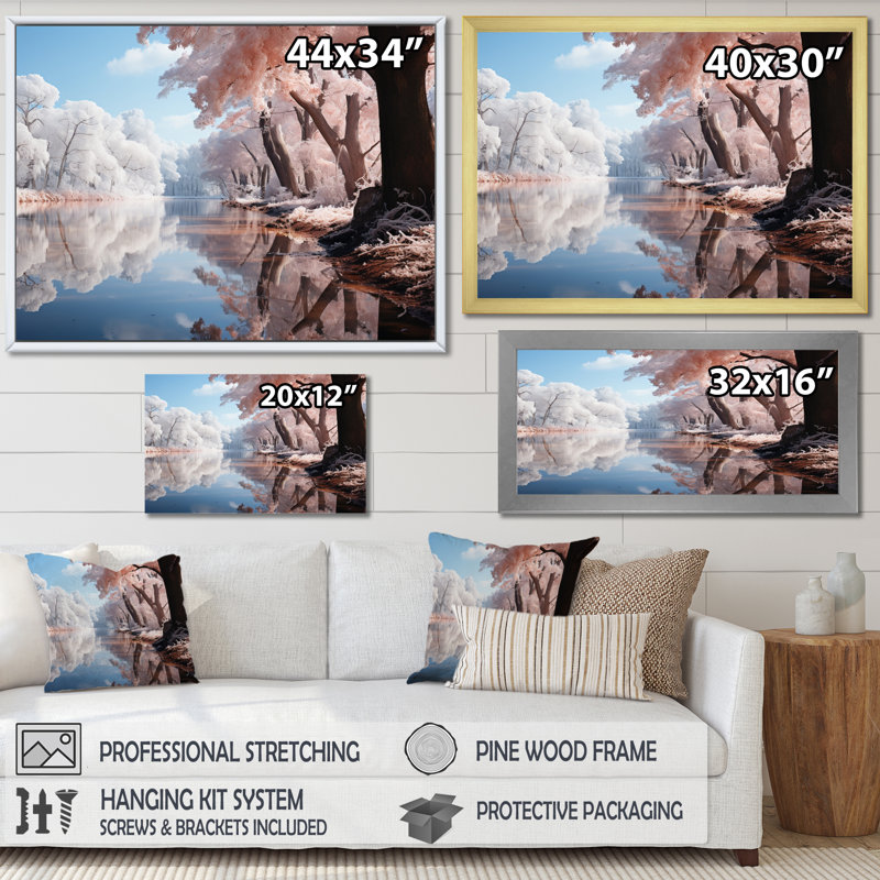 Winter Reverie Landscape IV, reproduction d'art sur toile, Cadre naturel flottant, 12" H x 20" W
