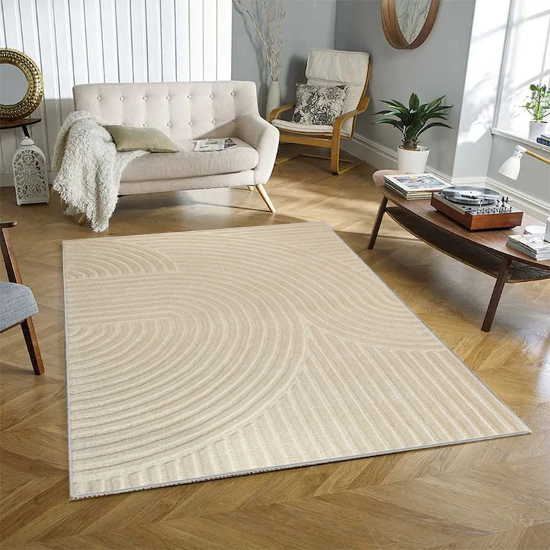 Tapis beige touffeté à la main Montreal, Rectangle 6 pi x 9 pi