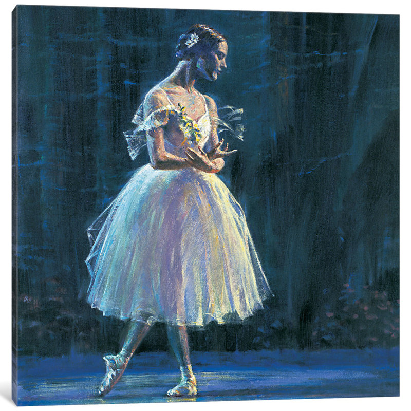 « giselle », reproduction d’art sur toile, H 18 po x l 18 po x P 1,5 po, Toile avec cadre noir, Pas de tapis