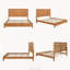 Structure de lit plateforme en bois massif grand format avec tête de lit haute, sans sommier tapissier, naturel-455821666