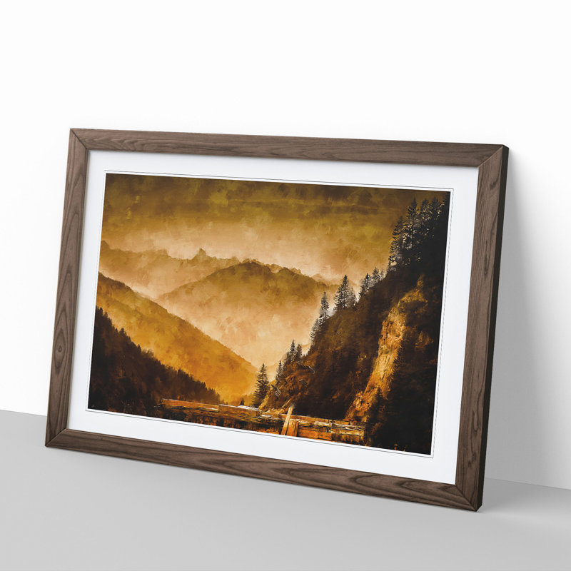 Mountain in Arlberg Pass - Framed Print, 27cm H x 36cm W x 2cm D, Walnut Framed