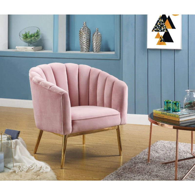 Fauteuil en velours l 31 po Lyli, Rose