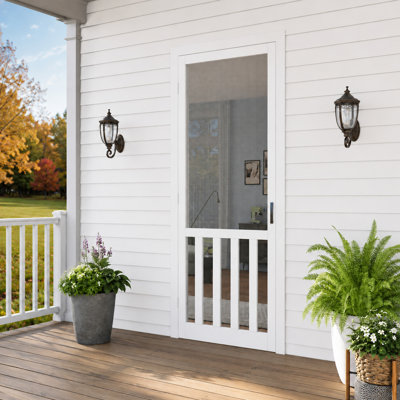 30"x 80" H Pine Wood Exterior Screen Door (Paintable), Insect-Resistant, Kid- and Pet-Friendly, Includes Screen Door Handle