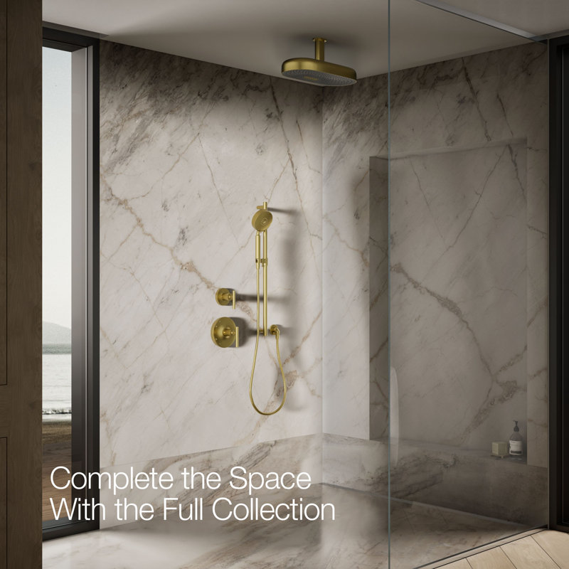 Statement™ 18" 2.5 GPM Oblong Rainhead, Vibrant Brushed Moderne Brass