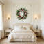 Couronne florale artificielle de 20 pouces avec verdure d'eucalyptus, décoration extérieure intérieure pour la porte d'entrée, le mur, la fenêtre et la maison