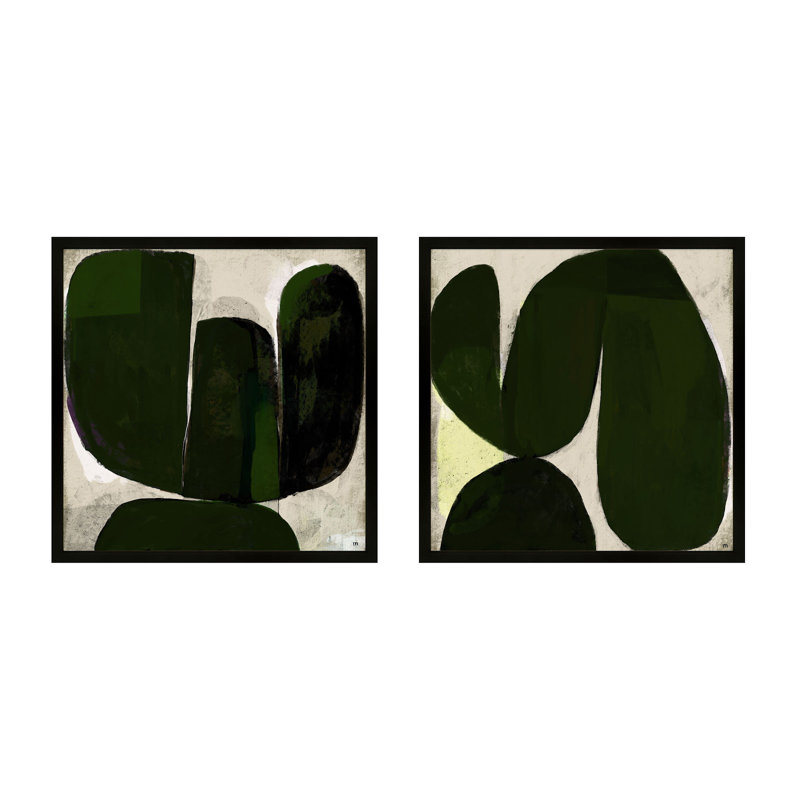 Succulent Set Of 2 Print by StudioM, Black, 44" H x 44" W x 1.25" D