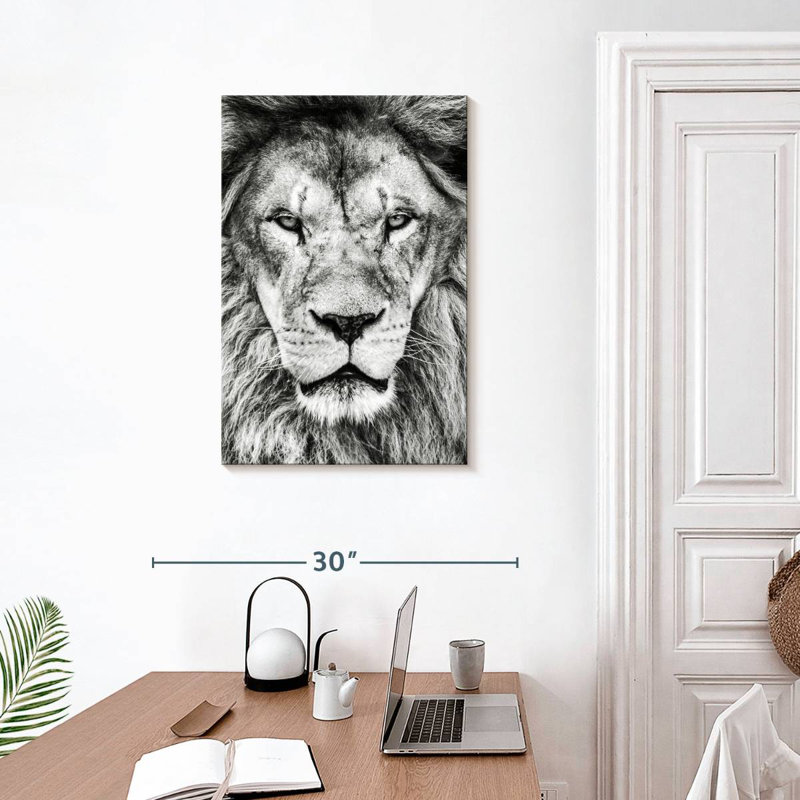 Brampt Monochrome Lion Head, 30" H x 20" W