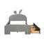Lit plateforme en velours avec tête de lit en forme de lapin, avec tiroirs et poche de rangement à l'extrémité du lit-1074108648-1074108654