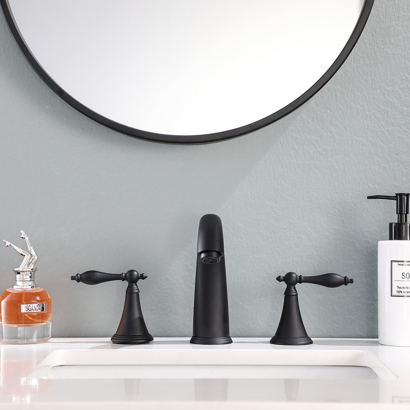 Widespread 2-handle Bathroom Faucet with Drain Assembly, Gunmetal Black