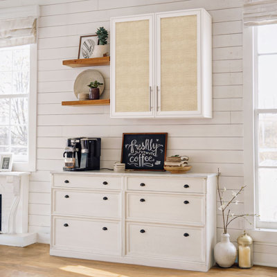Armoire murale avec portes en rotin