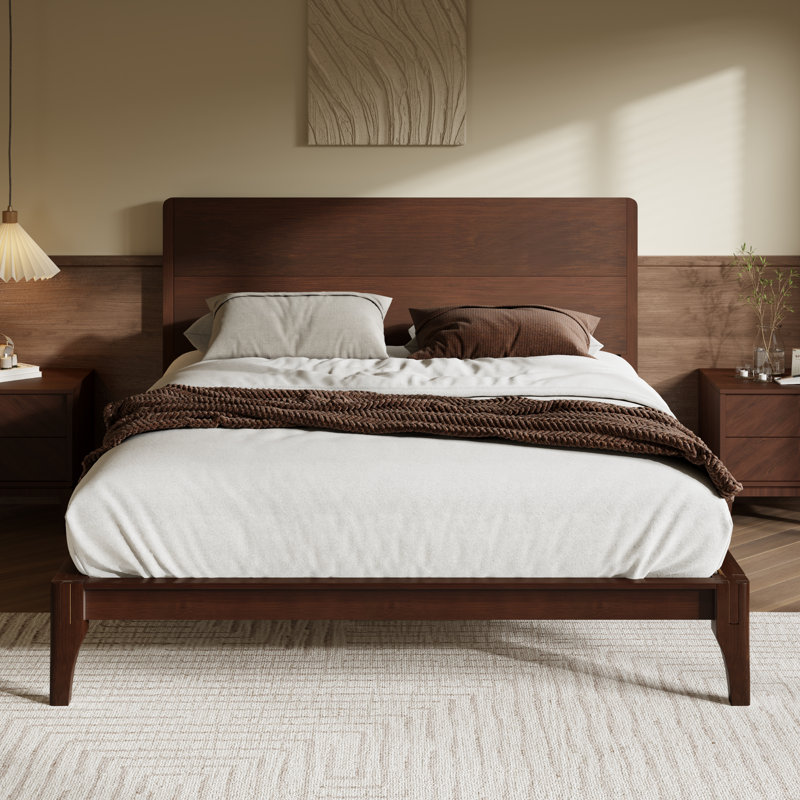 Lit standard en bois massif, Grand, Chocolat