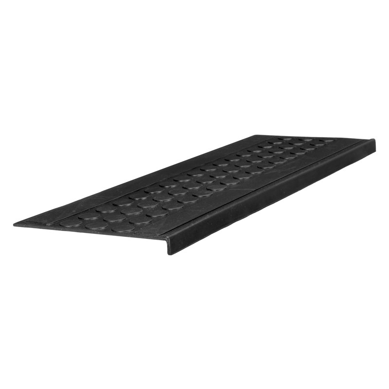 Tapis d'escalier intérieur / extérieur en caoutchouc antidérapant, Pièce noire, Rectangle 30" x 10"