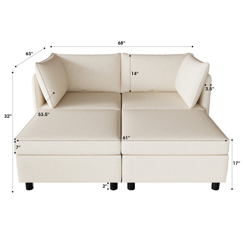 Chaise longue rembourrée Tanyia, Beige
