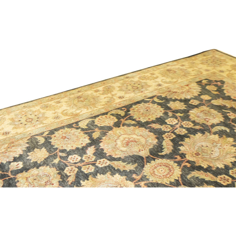 High-Quality Hand-Knotted Black And Gold Area Rug