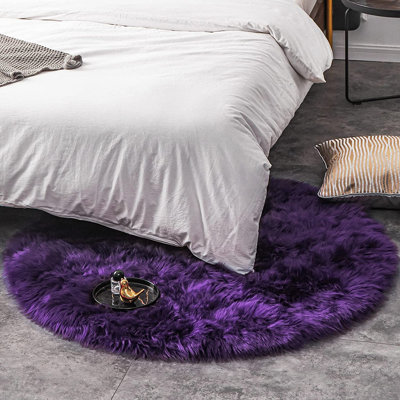 Grape Purple Faux Sheepskin Fur Fluffy Shag Area Rug