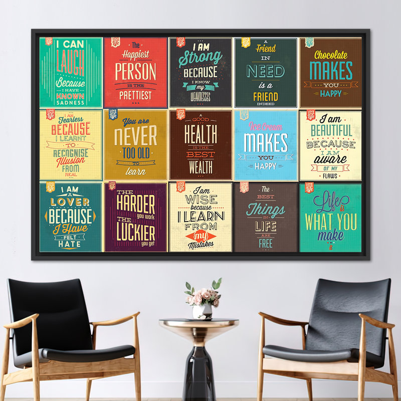 Affiche de motivation sur toile avec citations positives - Art inspirant en milieu de travail pour le succès, Noir