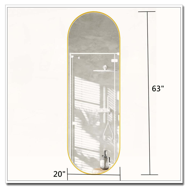 Miroir ovale 63 po x 20 po, Doré