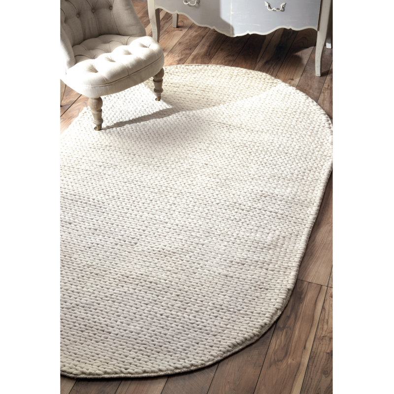 Tapis ivoire tressé à la main Dunanney, Ovale 3 pi x 5 pi