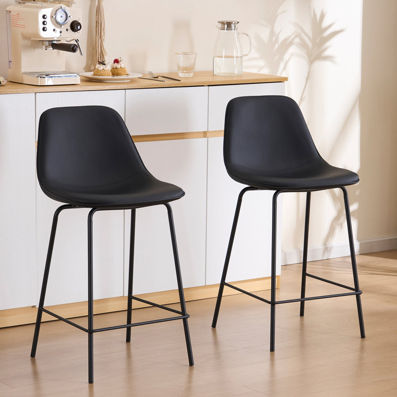 Hauteur de comptoir moderne Kavi avec coussin rembourré et pieds en métal, Tabouret de comptoir (siège d'une hauteur de 24 p