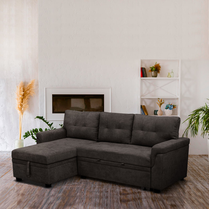 Canapé modulaire rembourré convertible 3 pièces Ranardo, Velours espresso