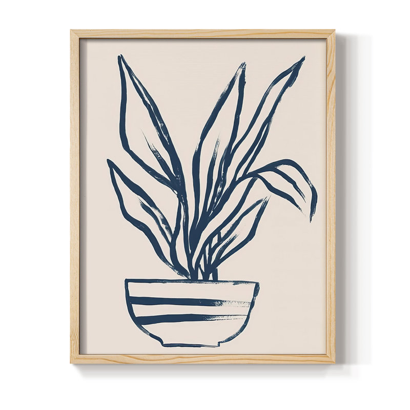 Marine Plant Sketches III, reproduction encadrée - bois massif, H 11 po x l 9 po