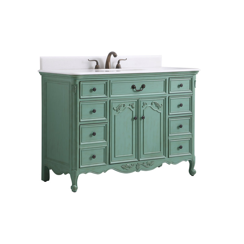 Ensemble de meuble-lavabo simple 48 po Angelique, Menthe rétro, Blanc Guangxi