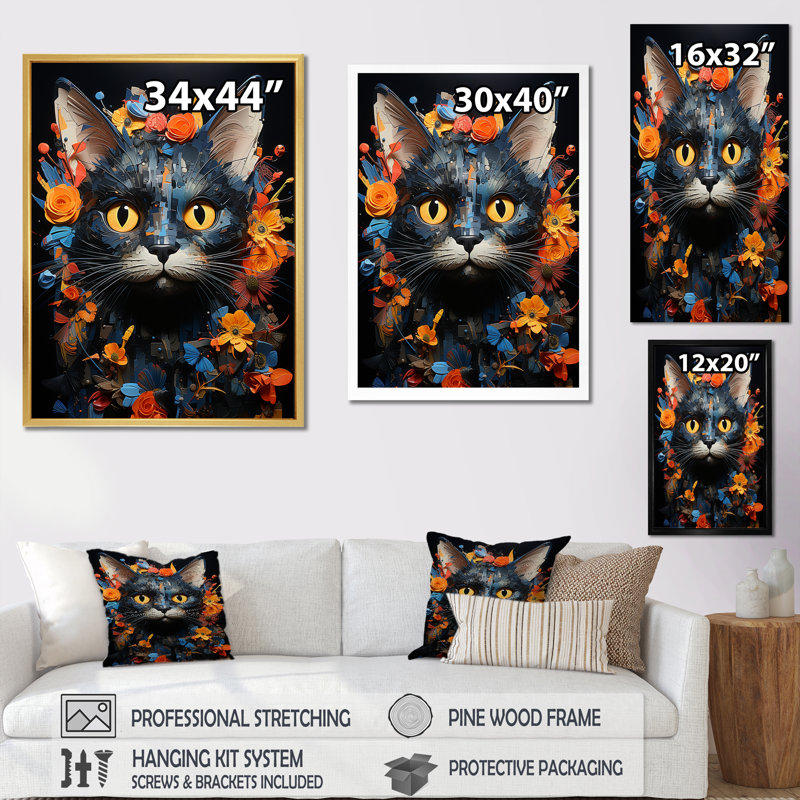 «Pixiebob Pondering Cat Collage», impressions sur toile, H 32 po x l 16 po x P 1 po, Toile tendue