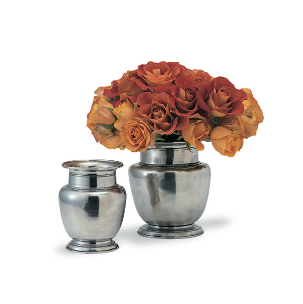 Silver Metal Table Vase, 6.6"  x 4"  x 4" 