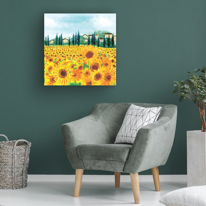 Tournesols en Provence sur toile, L 18 po x H 18 po x P 2 po