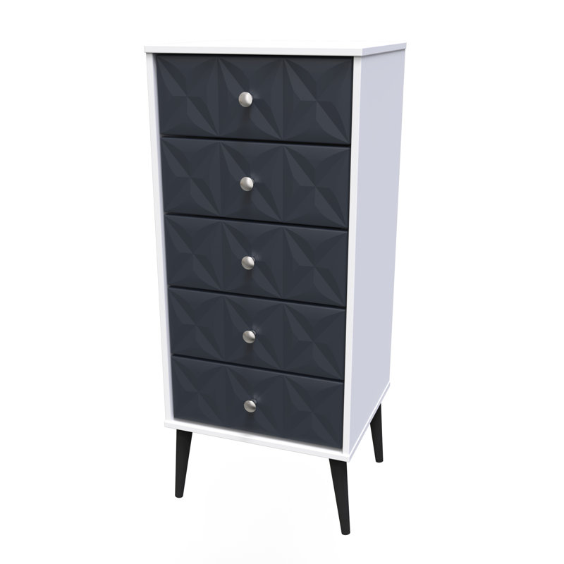 Carnlea 45cm W Manufactured Wood Bedside Table, Indigo Matt/White
