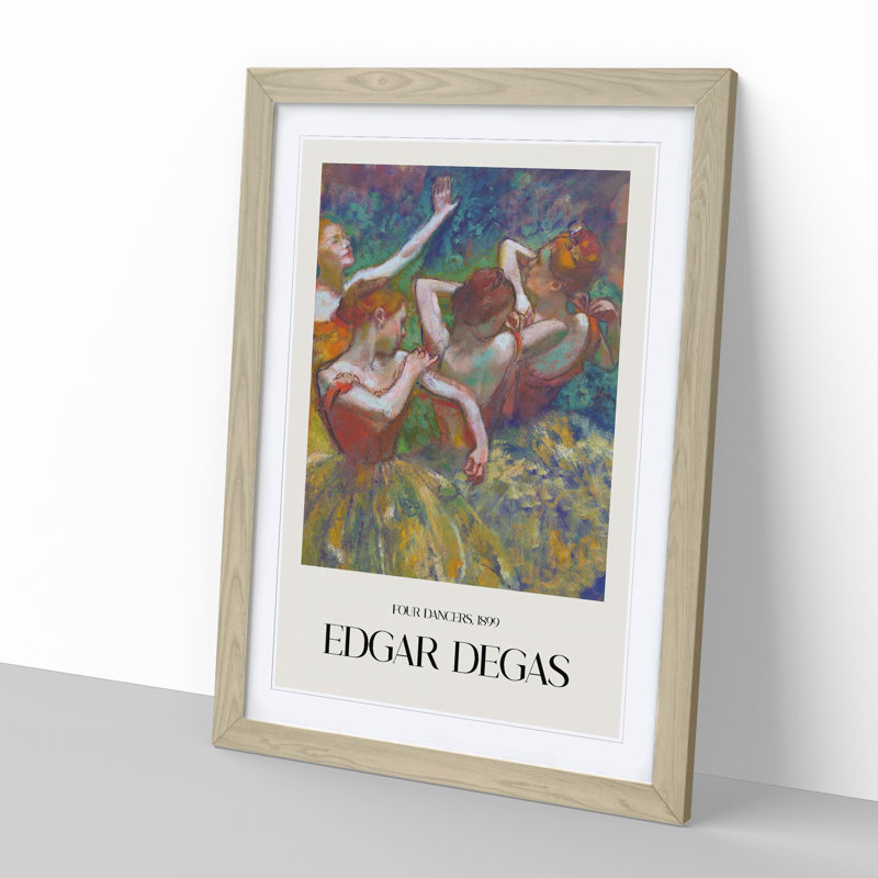 Four Ballet Ballerina Dancers Vol.1 by Edgar Degas - Single Picture Frame Print, Oak Framed, 36cm H x 27cm W x 2cm D