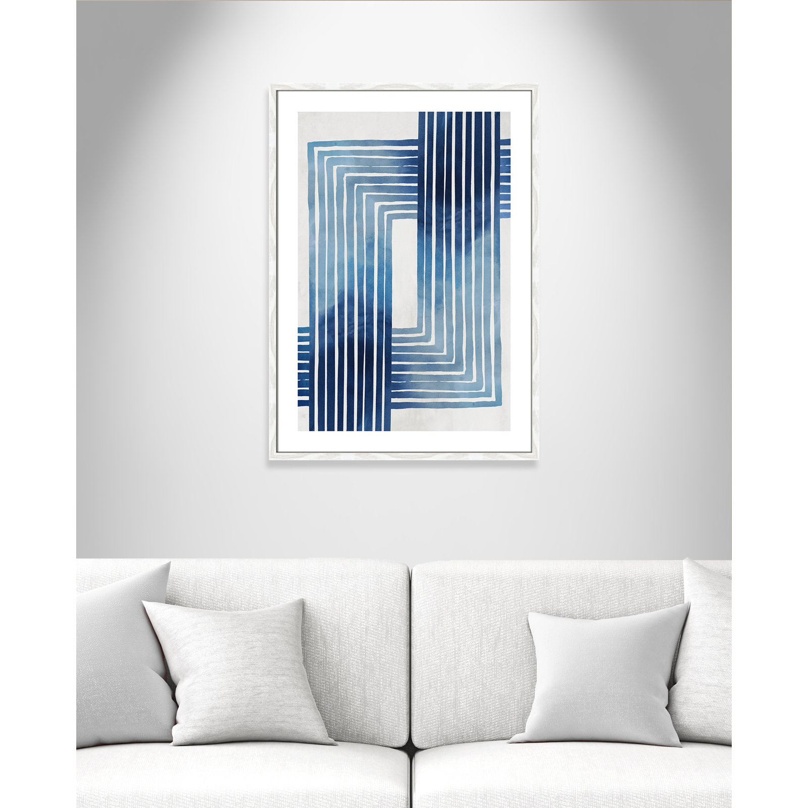 Lanny "In Unison" Painting by Eva Watts, White Wood Framed Paper, 35.5" H x 25.5" W x 0.75" D