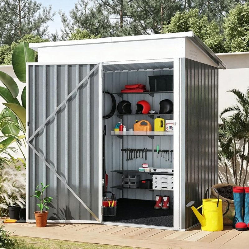 5 X 3 Ft Outdoor Garden Storage Shed With Reinforced Floor For Backyard Patio Lawn, Dark Grey