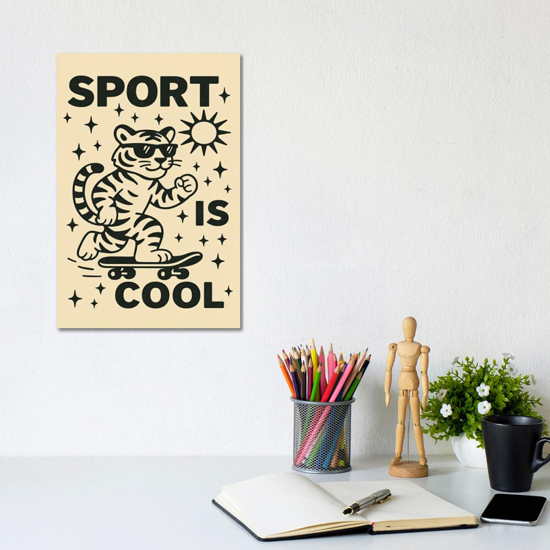 Skating Tiger Vibes 1 Piece Wall Art on Canvas, 30.48 cm H x  20.32 cm W  x  1.905 cm D, Does Not Apply